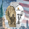 BlueJose Premium Proudly Served US Veteran Zip Hoodie