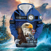 BlueJose Unique US Veteran Eagle Zip Hoodie