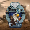 BlueJose Unique US Veteran Eagle Zip Hoodie