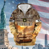 BlueJose Premium Proudly Served Multiservice US Veteran Zip Hoodie