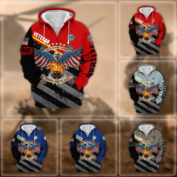 BlueJose Premium Eagle US Veteran Zip Hoodie