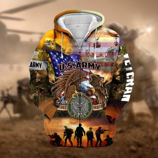 BlueJose Premium Honoring All Who Served US Veteran Zip Hoodie