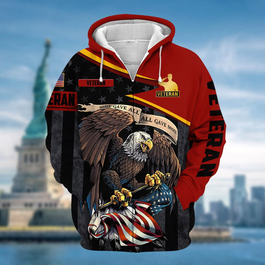 BlueJose Premium All Gave Some US Veteran Zip Hoodie