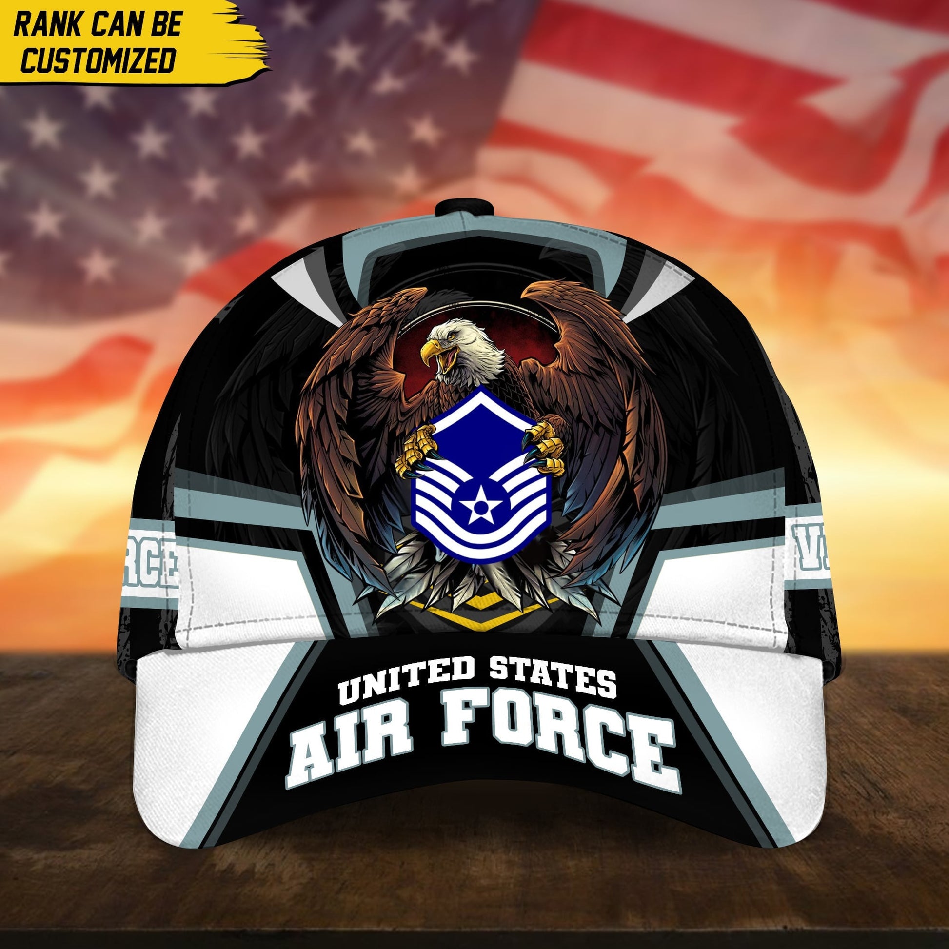 BlueJose Premium Personalized Custom Rank US Veteran Cap APVC220701