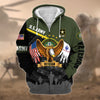 BlueJose Premium Proudly Served US Veteran Zip Hoodie