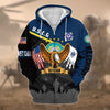 BlueJose Premium Proudly Served US Veteran Zip Hoodie