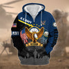 BlueJose Premium Proudly Served US Veteran Zip Hoodie