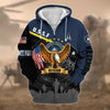 BlueJose Premium Proudly Served US Veteran Zip Hoodie