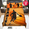 BlueJose Personalized Basketball Player Orange Background Custom Name Duvet Cover Bedding Set