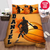 BlueJose Personalized Basketball Player Orange Background Custom Name Duvet Cover Bedding Set