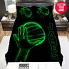 BlueJose Personalized Basketball Green Neon Ball Custom Name Duvet Cover Bedding Set