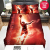 BlueJose Personalized Basketball Player Red Glowing Custom Name Duvet Cover Bedding Set