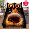 BlueJose Personalized Basketball With Fire Close-Up Custom Name Duvet Cover Bedding Set