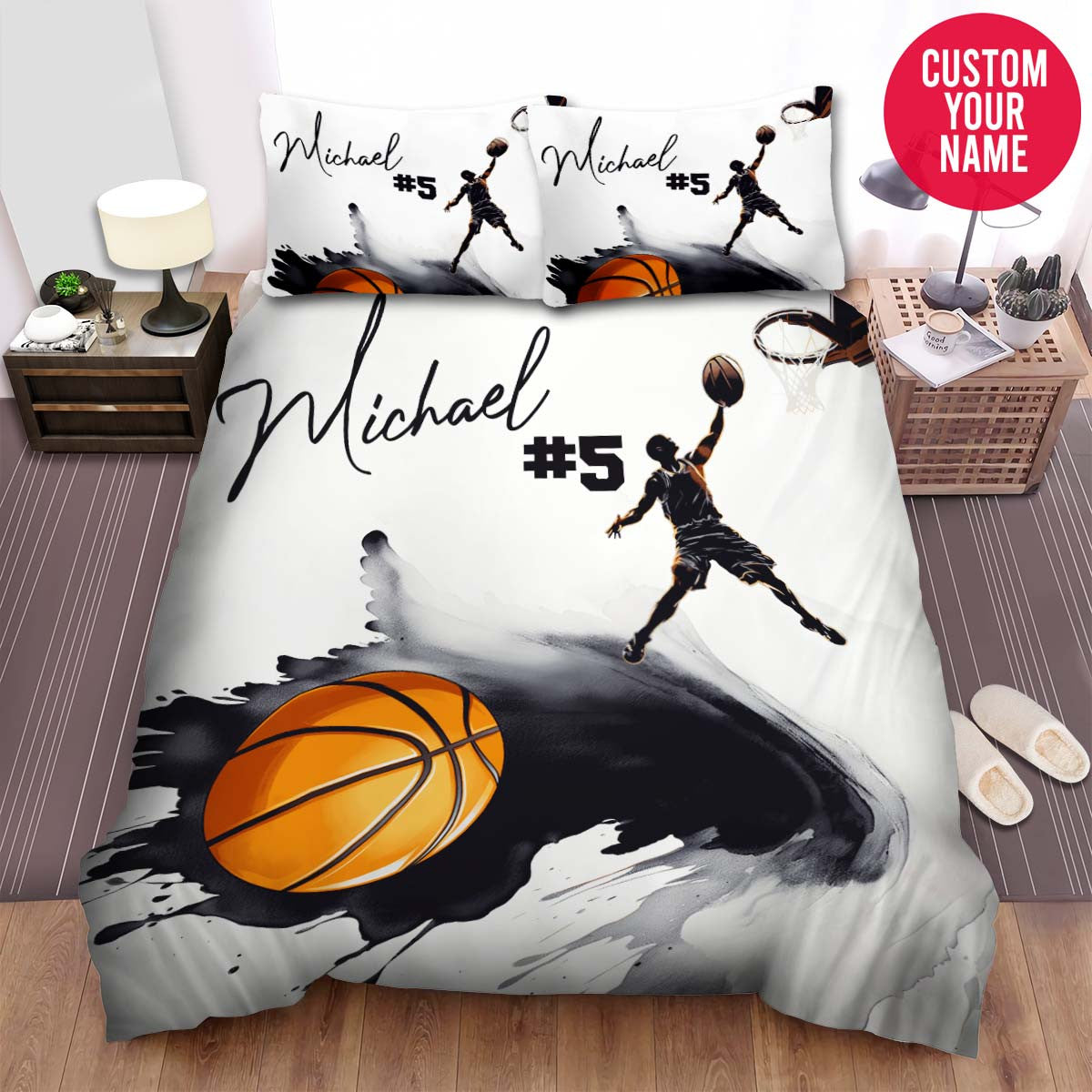 BlueJose Personalized Basketball The Game Begins Custom Name Duvet Cover Bedding Set