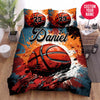 BlueJose Personalized Basketball Ball Colourful Background Custom Name Duvet Cover Bedding Set