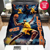 BlueJose Personalized Basketball Player On Court Artwork Custom Name Duvet Cover Bedding Set