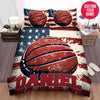 BlueJose Personalized Basketball Ball And Us Flag Vintage Custom Name Duvet Cover Bedding Set
