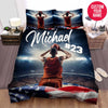 BlueJose Personalized Basketball Player On Stadium Custom Name Duvet Cover Bedding Set