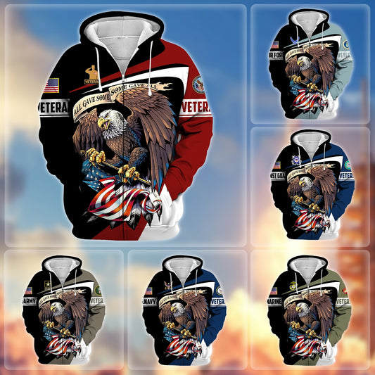 BlueJose Premium Eagle US Veteran Zip Hoodie