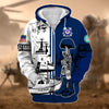 BlueJose Unique Proudly Served US Veteran Zip Hoodie