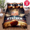 BlueJose Personalized Basketball Ball With American Flag On Stadium Duvet Cover Bedding Set