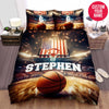 BlueJose Personalized Basketball Ball With American Flag On Stadium Duvet Cover Bedding Set