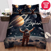 BlueJose Personalized Space Astronaut Playing Basketball With Galaxy Planet Duvet Cover Bedding Set