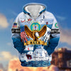 BlueJose Premium Land Of The Free US Veteran Zip Hoodie