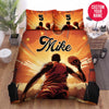 BlueJose Personalized Black Boy Playing Basketball On Court Custom Name Duvet Cover Bedding Set