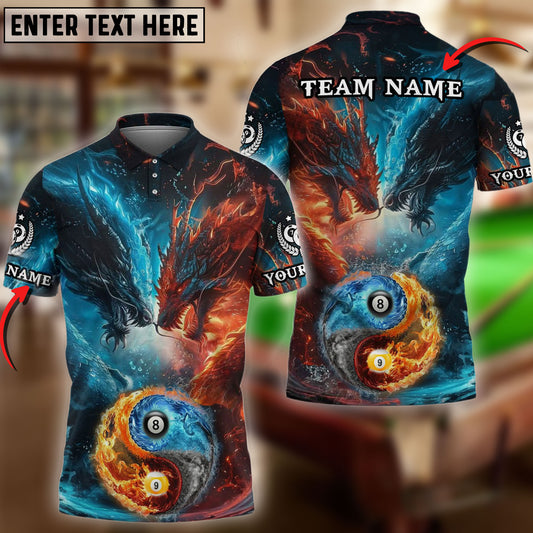 BlueJose Billiards Ball 8 & 9 Water Dragon VS Fire Dragon Personalized Shirt