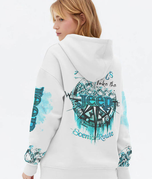 BlueJose Always Take The Scenic Route Compass Beach Jeep Hoodie