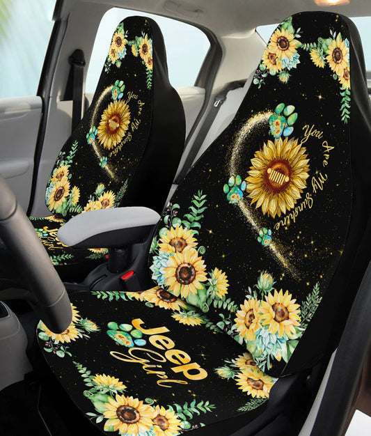 BlueJose You Are My Sunshine Dog Jeep Sunflower Automotive Car Seat Cover