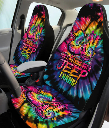 BlueJose Ain'T Nothing But A Jeep Thang Tie Dye Full Automotive Car Seat Cover