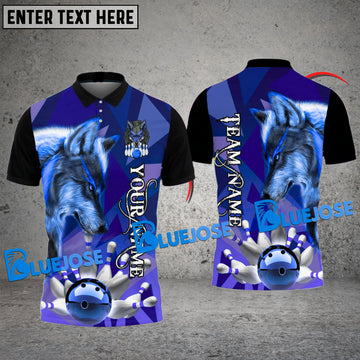 BlueJoses Bowling And Pins Colorful Wolf Customized Name, Team Name 3D Shirt ( 2 Colors )