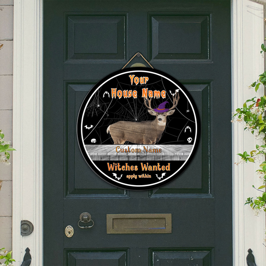 BlueJose Mule Deer Halloween Wooden Sign