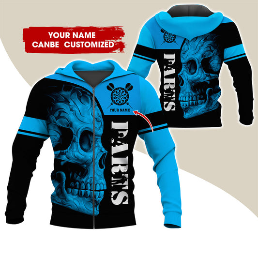 BlueJose Darts Skull Personalized Name, Team Name 3D Hoodie