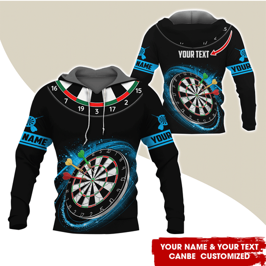 BlueJose Darts Pattern Customized Name Black Hoodie