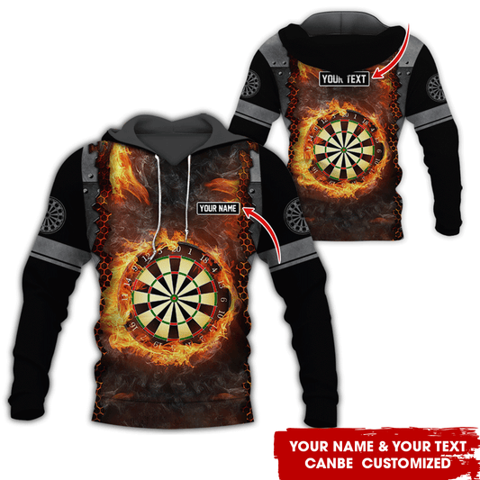 BlueJose Fire Dartboard Customized Name & Text Darts Premium Hoodie