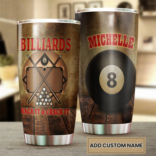 BlueJose Billiards Rack It And Crack It Personalized Name Tumbler