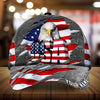 BlueJose Premium Usa Eagle 3D Cap Patriot Cracked Hat Personalized