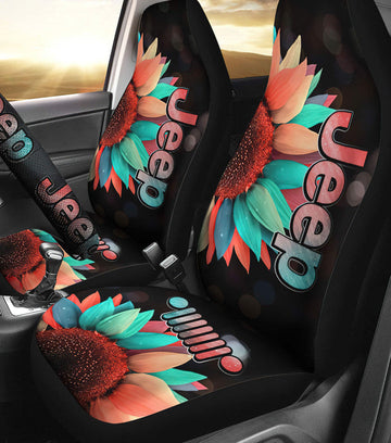 BlueJose Jeep Colorful Pastel Sunflower Car Seat Cover