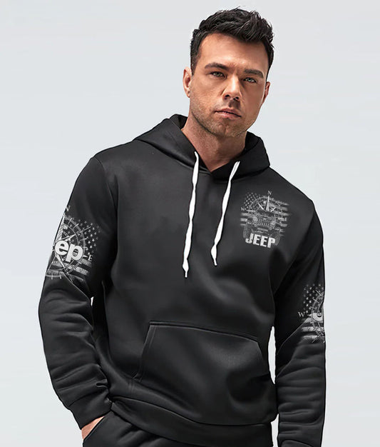 BlueJose Black Jeep Compass Flag Hoodie