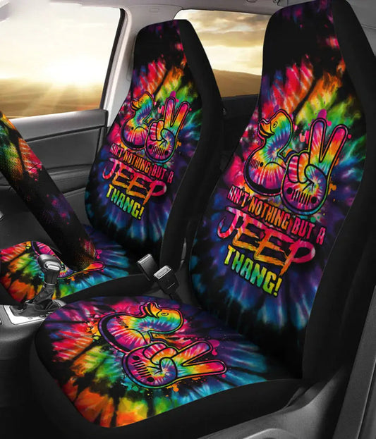 BlueJose Ain'T Nothing But A Jeep Thang Tie Dye Full Car Seat Cover