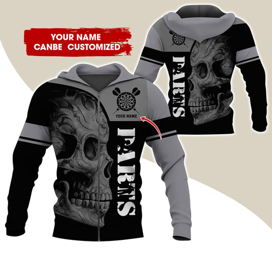 BlueJose Darts Skull Personalized Name, Team Name 3D Hoodie