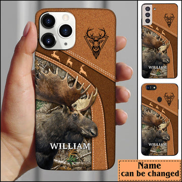 BlueJose Moose Hunting Personalized Name Phone Case