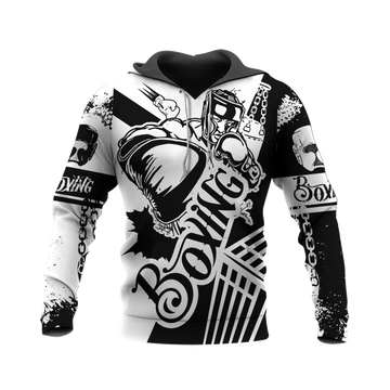 BlueJose Boxing Black & White 3D Hoodie