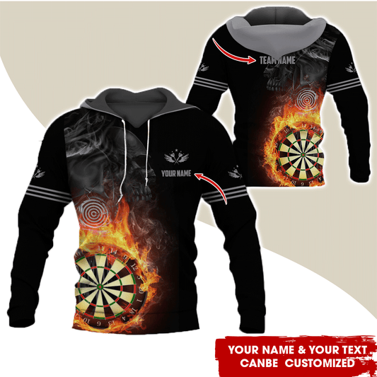 BlueJose Flaming Dartboards Personalized Name, Team Name 3D Hoodie