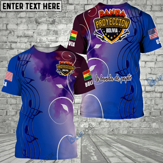BlueJose Bolivia and USA Personalized Name, Team Name Unisex Shirt