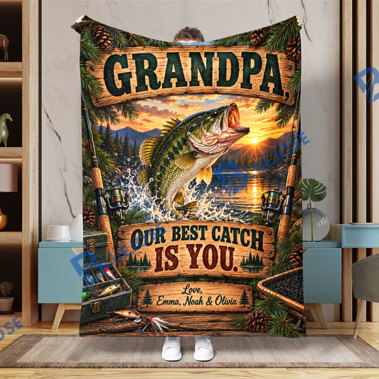 BlueJose Our Best Catch Is You – Personalized Fishing Blanket