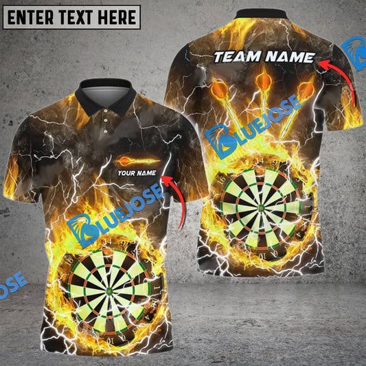 BlueJose Darts Fire Colorful Rays Of Light Premium Personalized Name, Team Name Shirt (6 Colors)